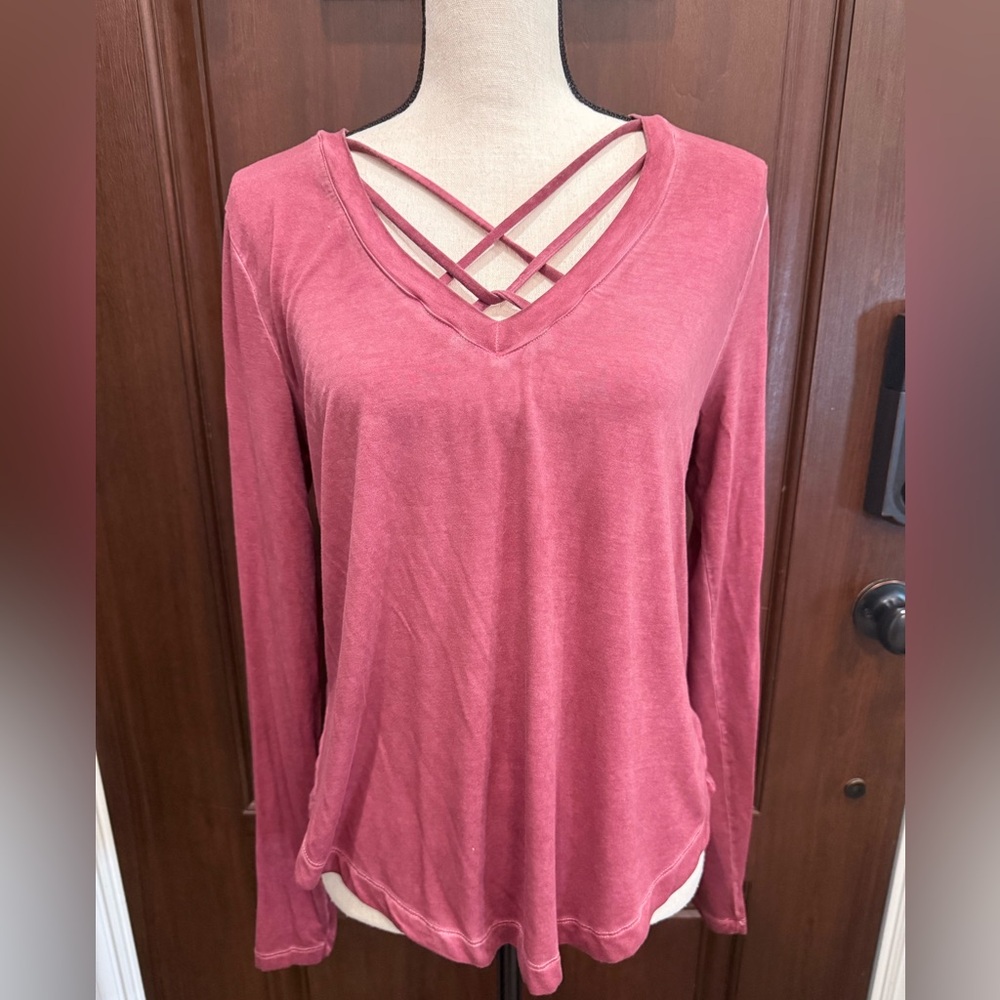 Size Medium long sleeve top with lace up detail by White Crow. NEW!